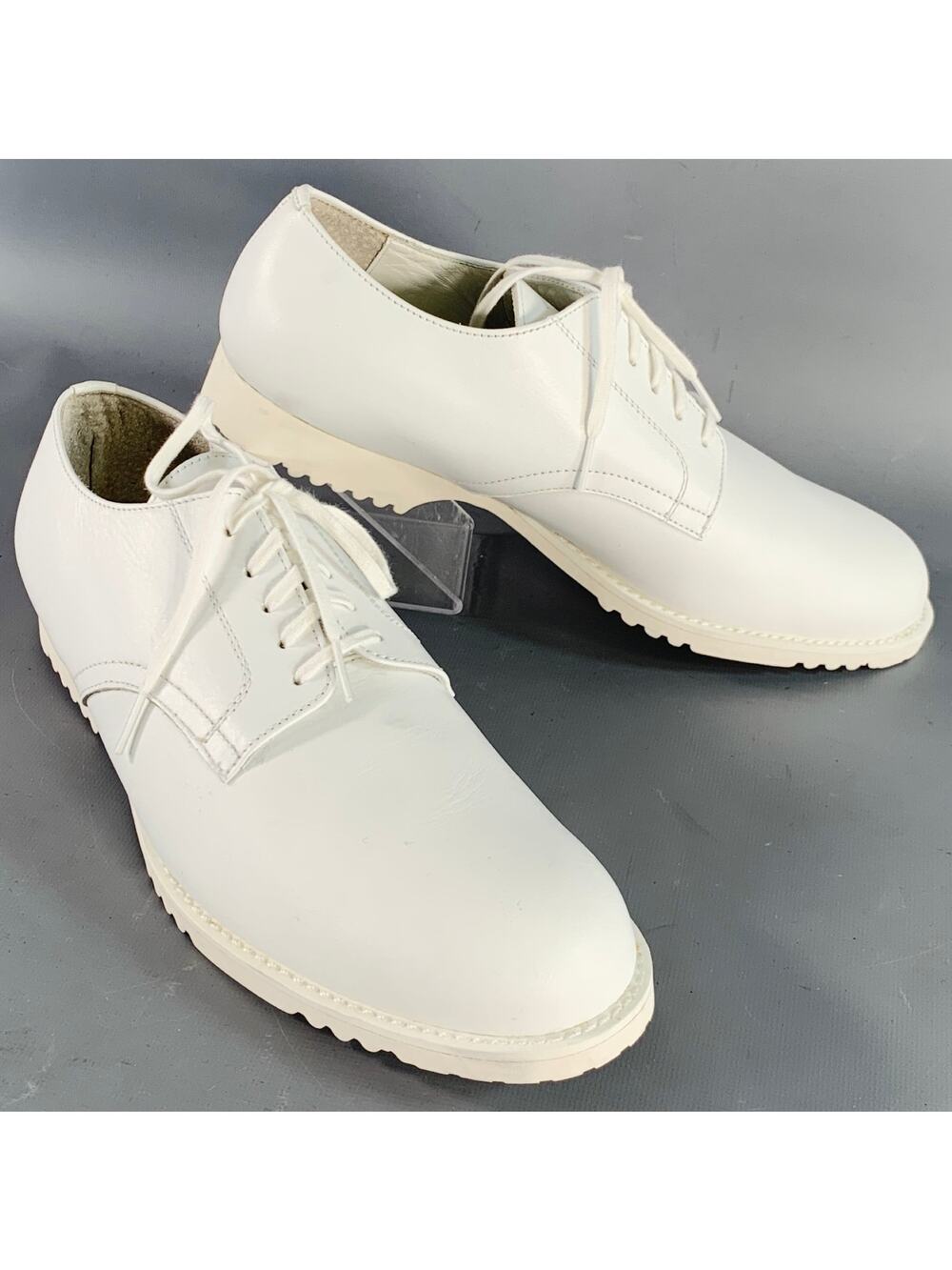 COMME des GARCONS Size 6.5 White Leather Lace-Up Shoes